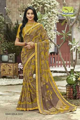 Yellow Georgette Saree