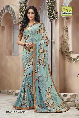 Georgette Saree - Blue, Elegant Bollywood Style for All Seasons | Premium Quality, Attractive Design Features