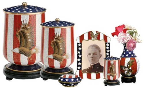 Flag Aluminium Adult Cremation Urn Set For Ashes