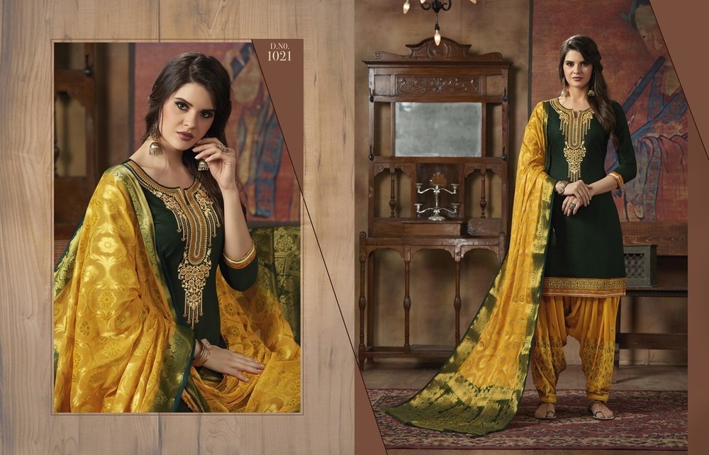 Green And Yellow Fancy Designer Punjabi Suits