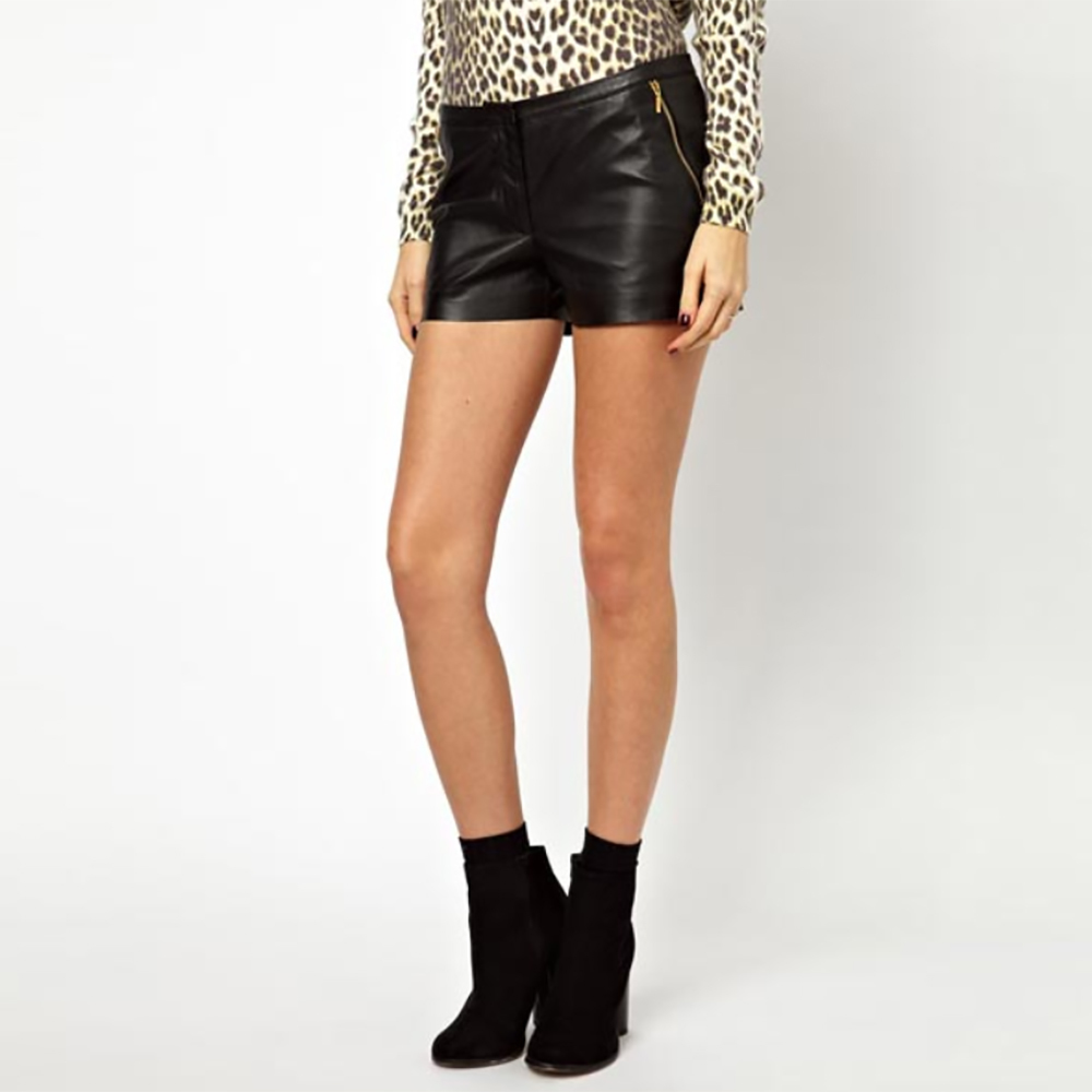 Ladies Skinny Leather Shorts