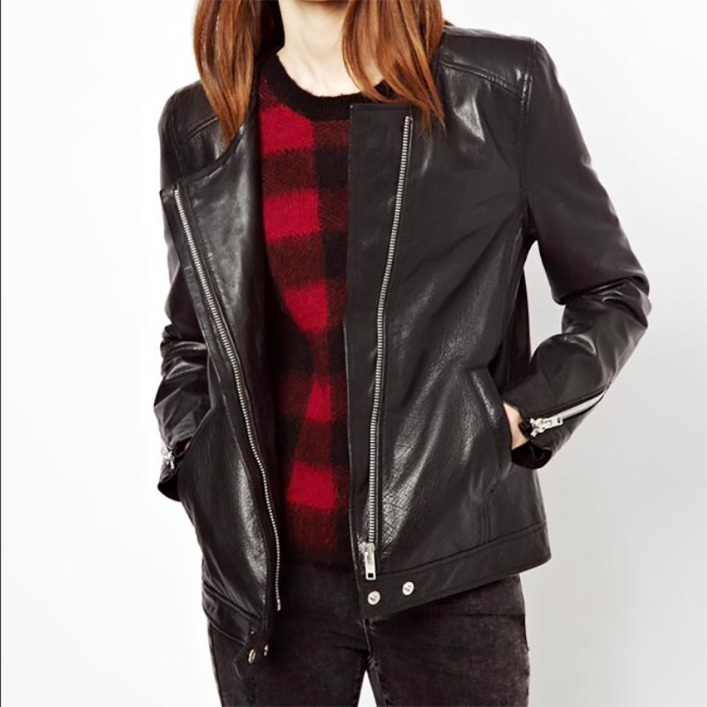Ladies Black Leather Jacket