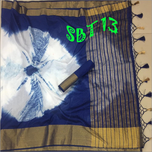 Blue Bhandhani Hand Printed Saree