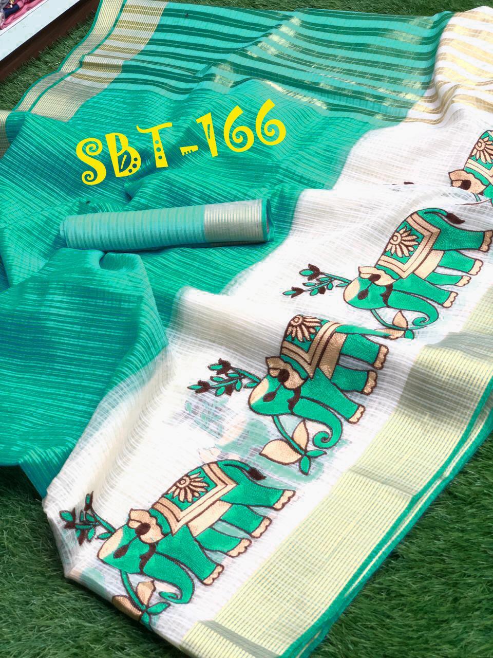 ELEPHANT DESIGN EMBROIDERY WORK SAREES