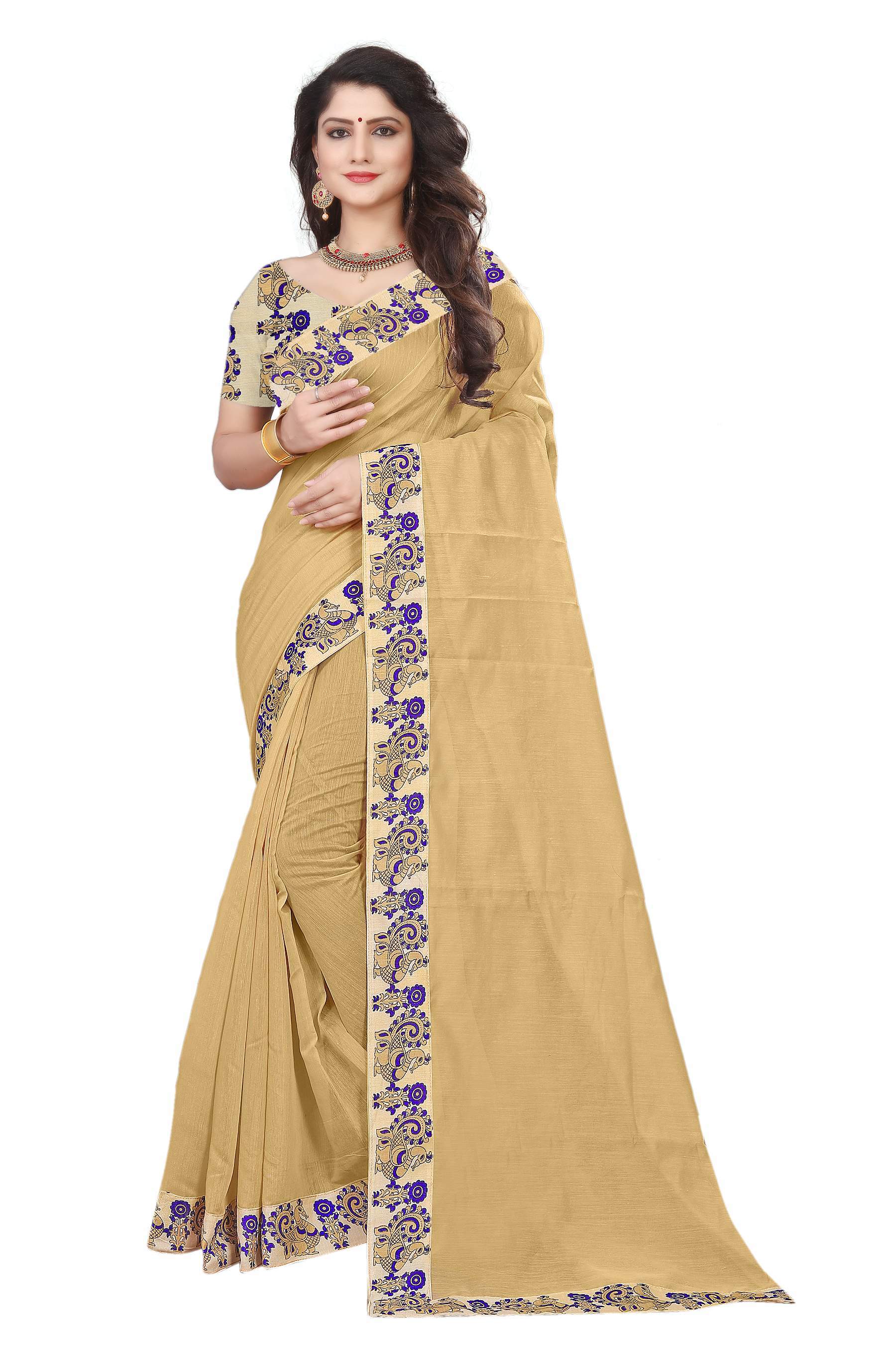 New Design Plain Chanderi Saree
