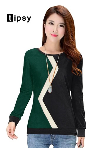 Tipsy Green And Black Girl Plain T-Shirt - Gender: Female