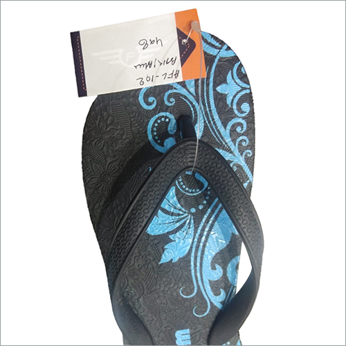 Black And Blue Ladies Rubber Flip Flop Slipper