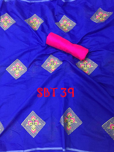 Heavy Embroidery Work Cotton Saree
