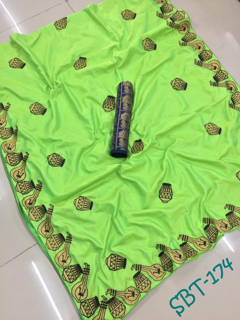 Heavy Embroidery Work Sana Silk Saree