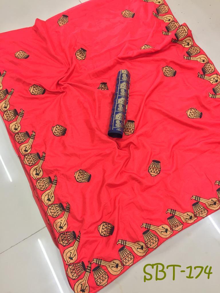 Heavy Embroidery Work Sana Silk Saree