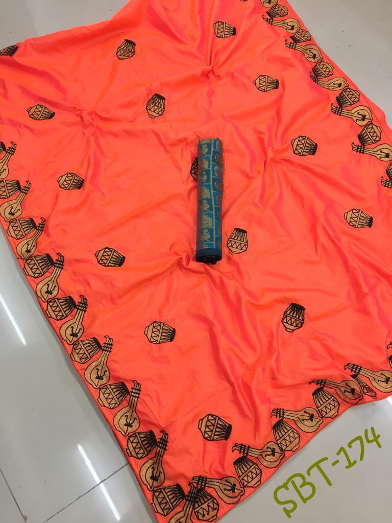 Heavy Embroidery Work Sana Silk Saree