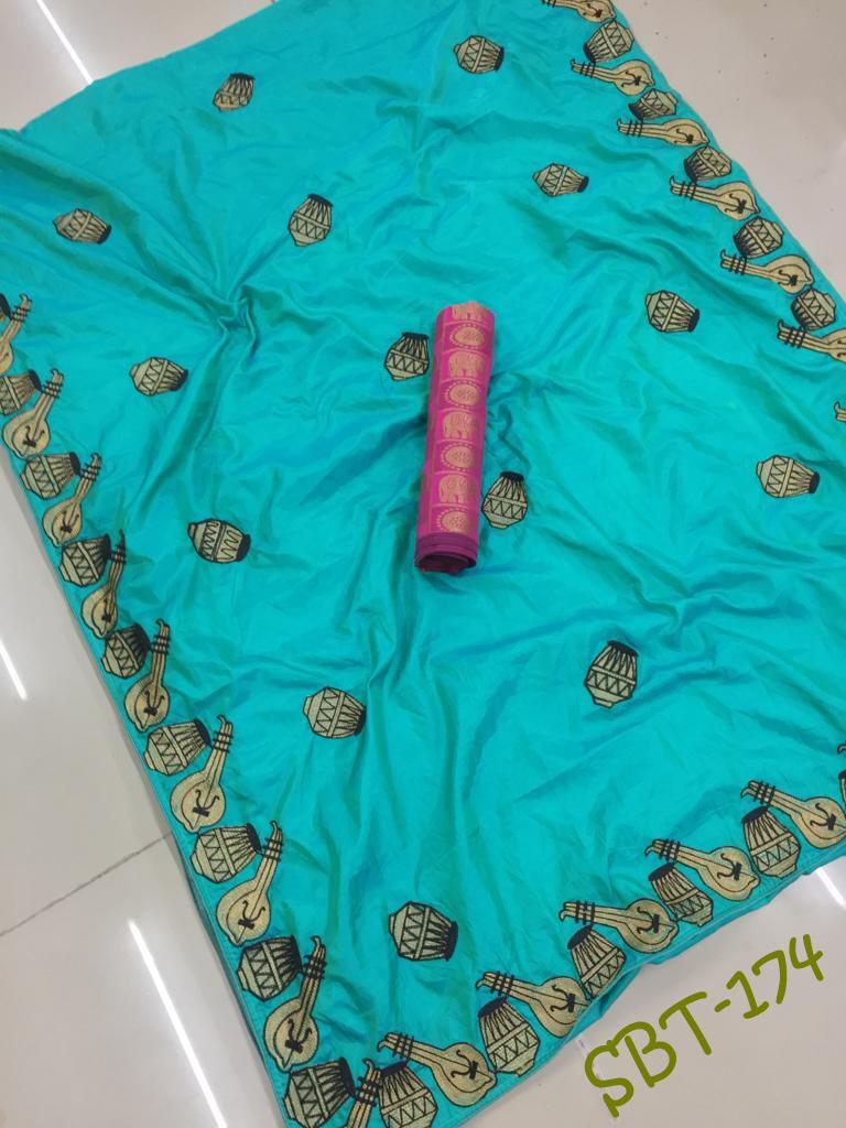 Heavy Embroidery Work Sana Silk Saree