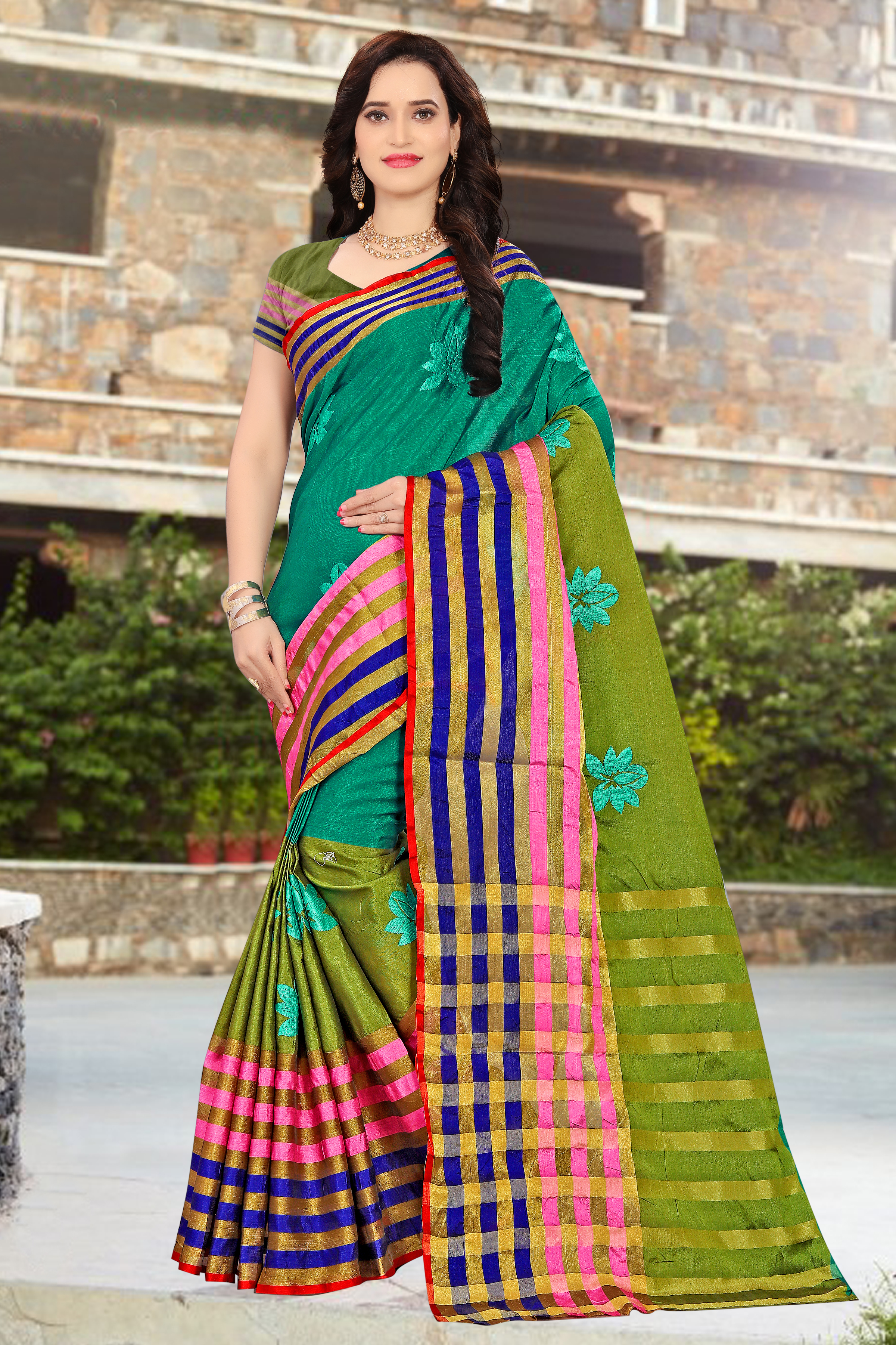 Cotton Work silk saree