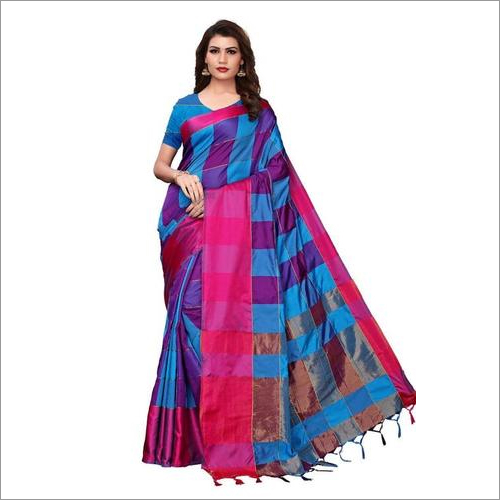 Cotton with checks sarees