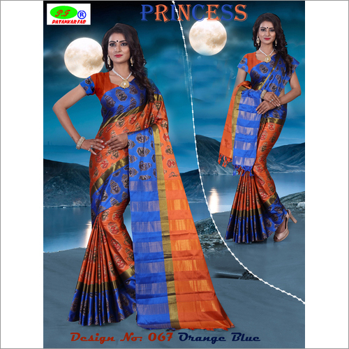 New Foil Printed Cotton Silk Saree