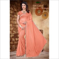 Filament Polyester Saree - 5.5 Mtr Length, 0.8 Mtr Blouse | Multi Color, Plain Pattern, Lace Closure, Stone Work Details