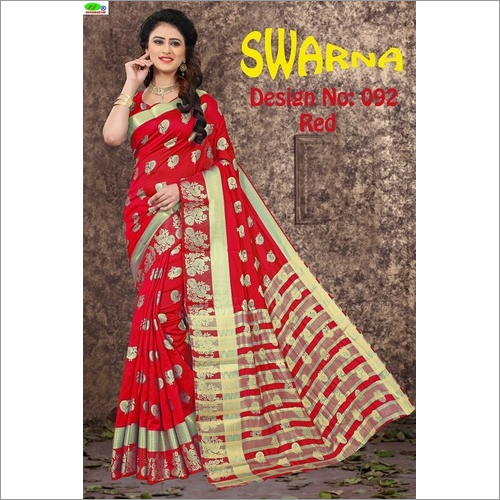 Dancing peacock Design Cotton Jacquard Saree