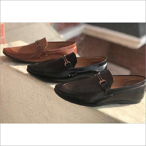 Black Mens Faux Leather Lofers