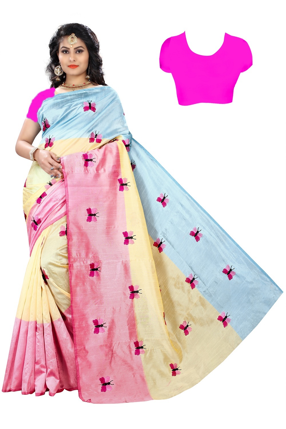 Heavy Embroidery Work cotton Saree