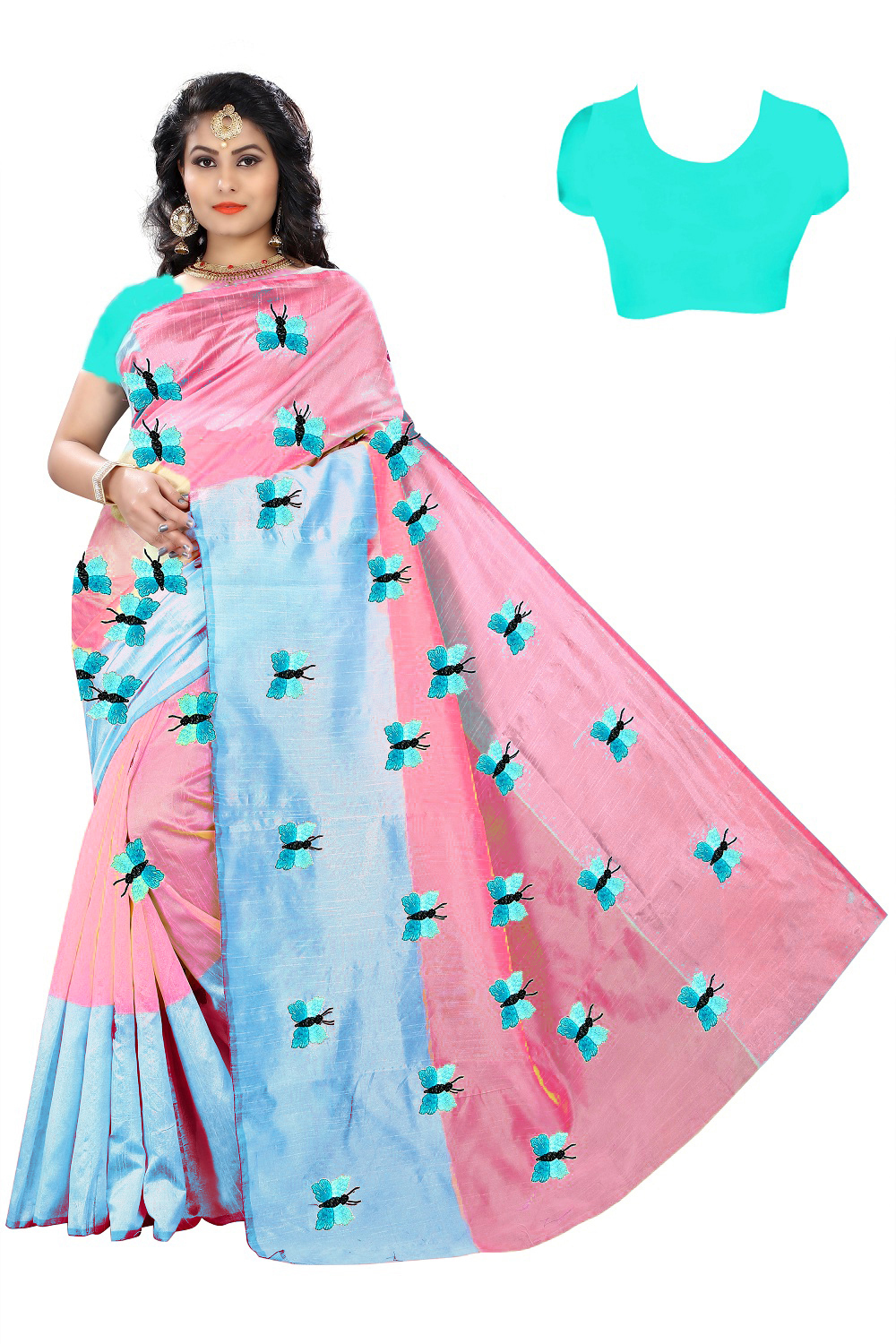 Heavy Embroidery Work cotton Saree