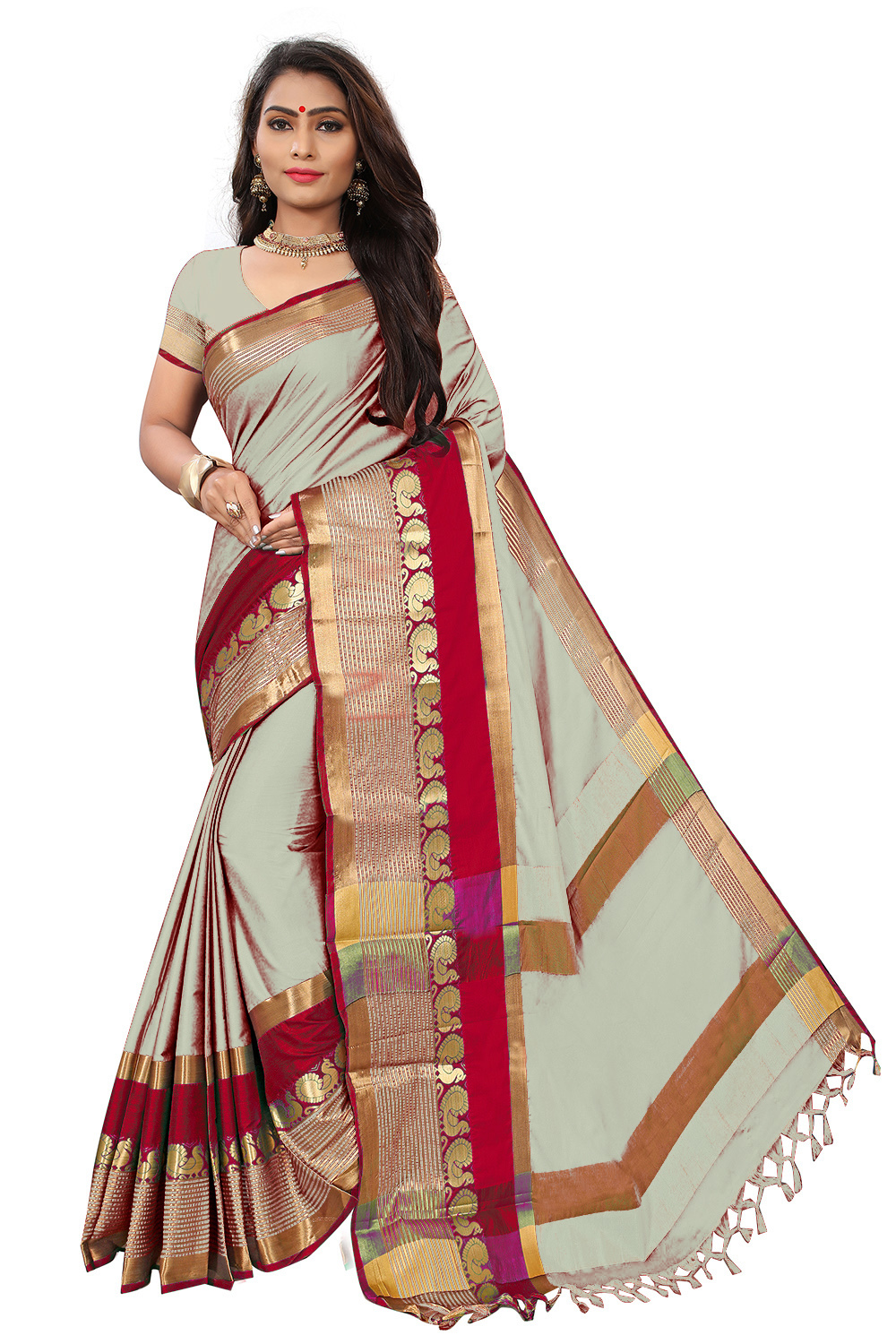 New Printed Cotton Silk Saree