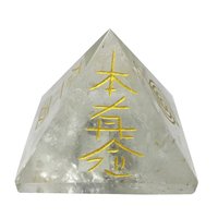 Satyamani Natural Clear Quartz Reiki Symbol Pyramid