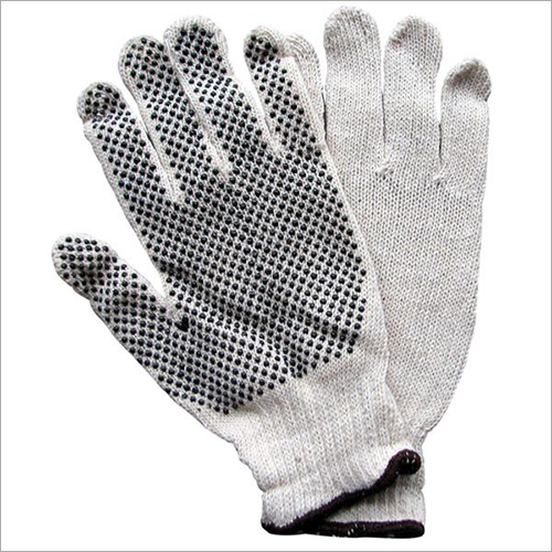 Knitted White Dotted Gloves
