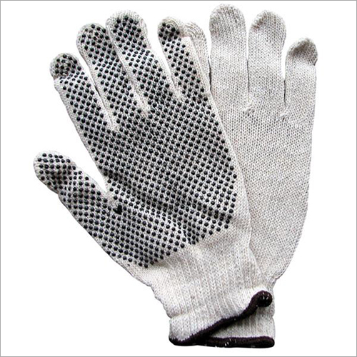 Woolen Knitted White Dotted Gloves