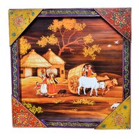 Indian Traditional Village Painting Wooden Handicraft Wall Hanging Home Decor Painting