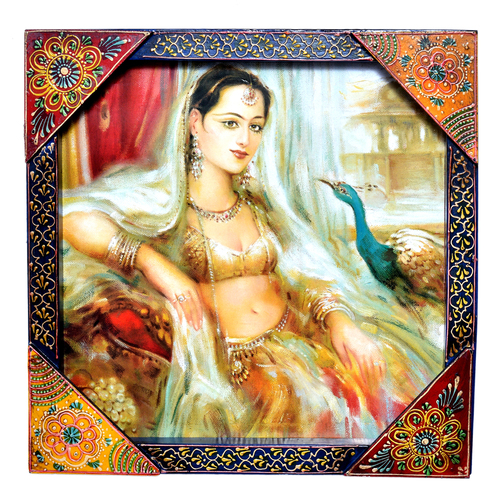 Decorative Indian Princess Painting Wooden Handicraft Wall Hanging Home Decor Painting