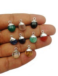 Birthstone Gold Electroplated Charms Pendant - Smooth Rough Gemstone Pendant