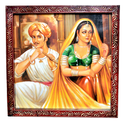 Decorative Indian Traditional Village Painting Wooden Handicraft Wall Hanging Home Decor Painting