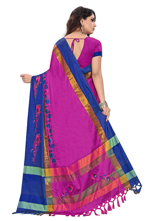 Beautifull Embroidery Design Cotton Silk Saree