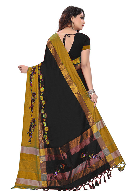 Beautifull Embroidery Design Cotton Silk Saree