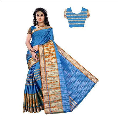 New Plain Cotton Silk Saree