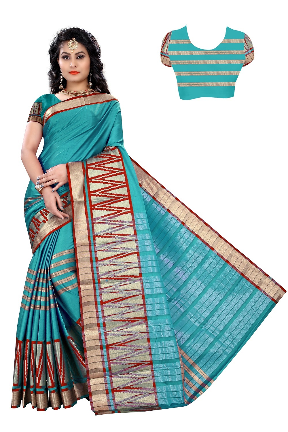 New Plain Cotton Silk Saree