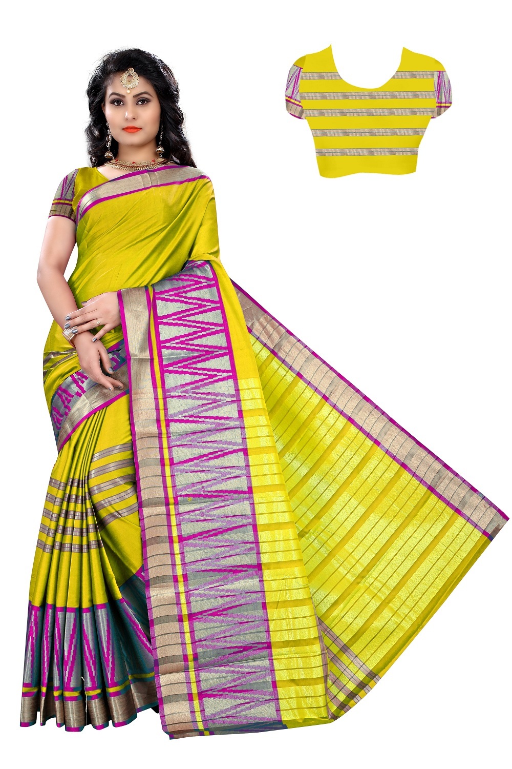 New Plain Cotton Silk Saree