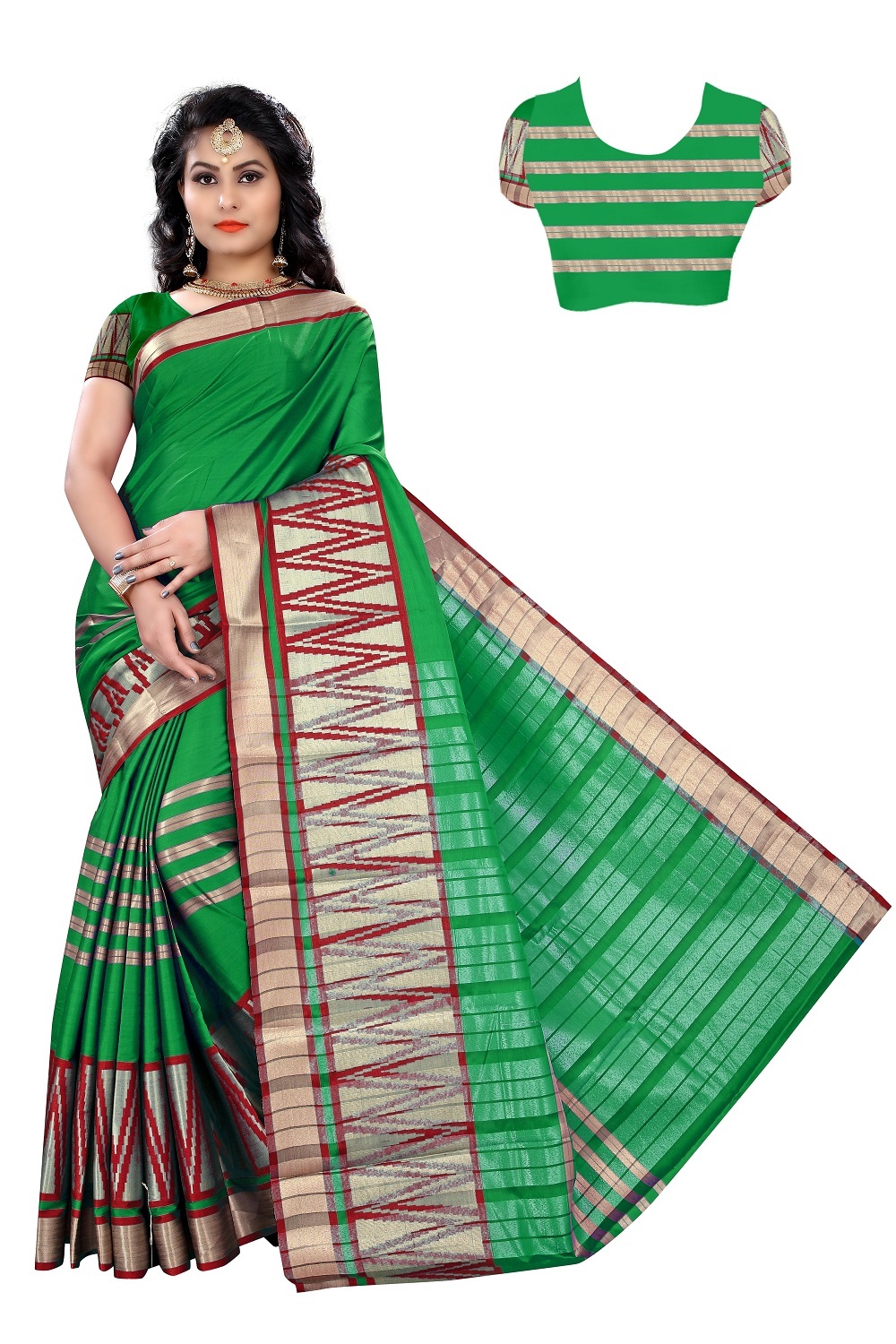 New Plain Cotton Silk Saree