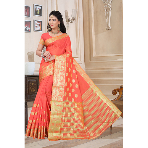 New Printed Cotton Jacquard Saree
