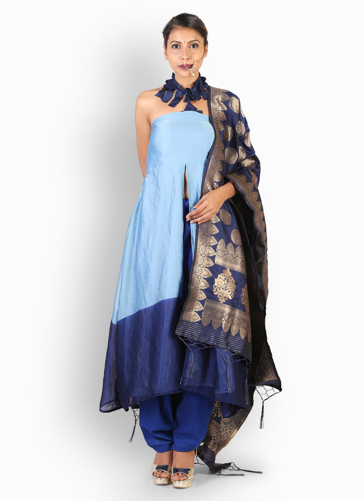 Blue And Sky Blue Anarkali