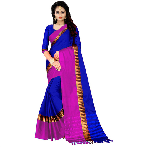 New Plain Soft Cotton Silk Saree