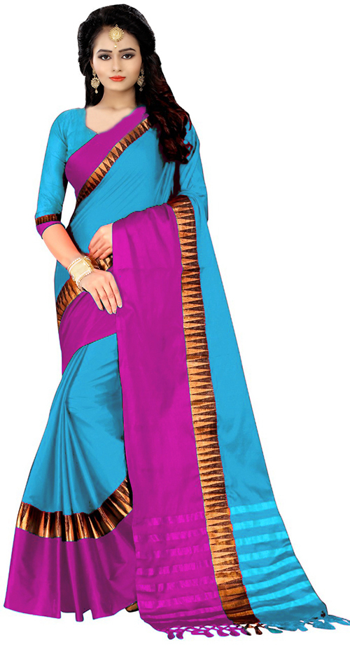 New Plain Soft Cotton Silk Saree