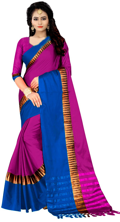 New Plain Soft Cotton Silk Saree