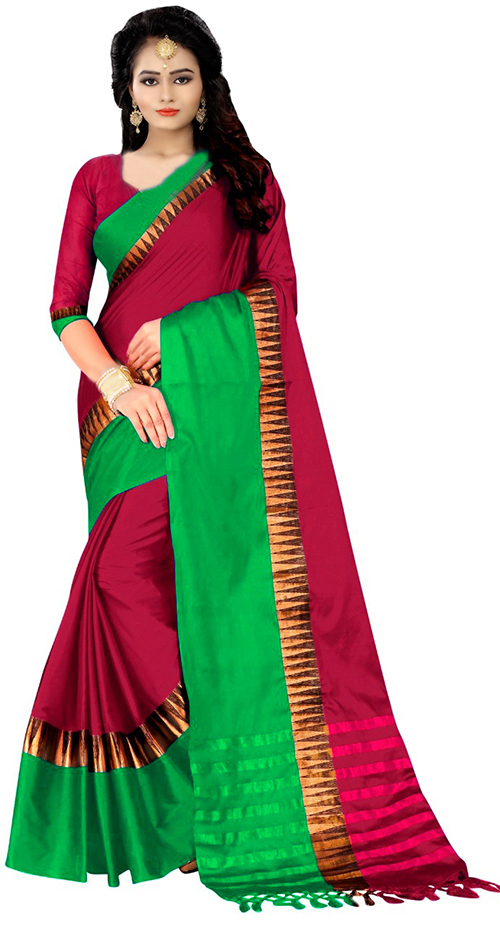 New Plain Soft Cotton Silk Saree