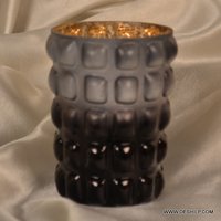 SILVER FINISH GLASS HANDMADE CANDLE HOLDER