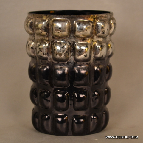 ANTIQUE SILVER FINISH GLASS CANDLE VOTIVE for decoration