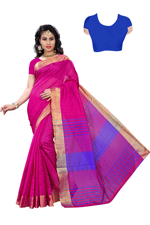 Top Dyed Slub Soft Cotton Silk Saree