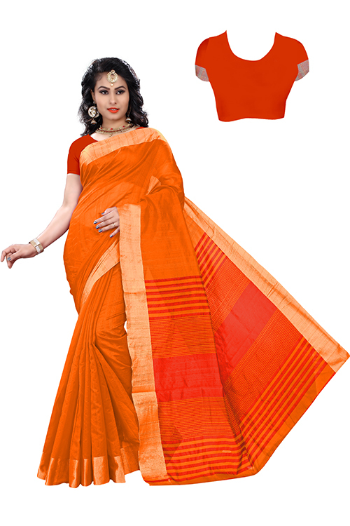 Top Dyed Slub Soft Cotton Silk Saree
