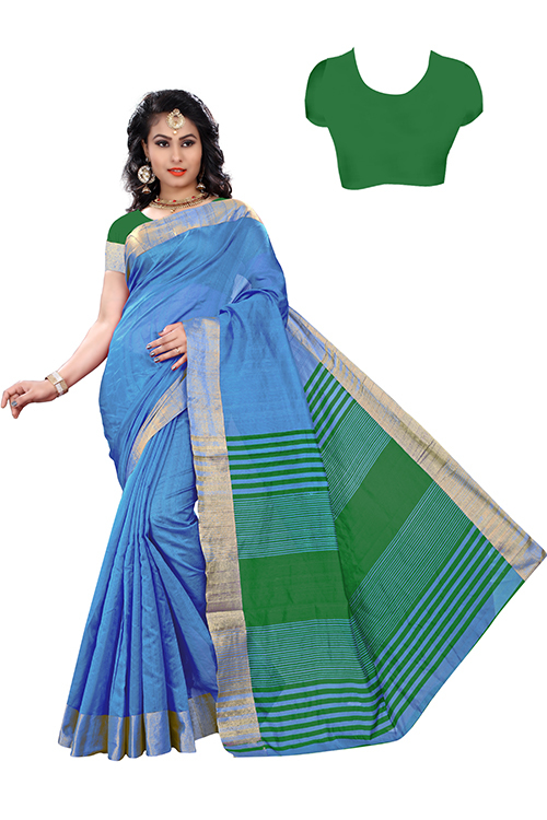 Top Dyed Slub Soft Cotton Silk Saree
