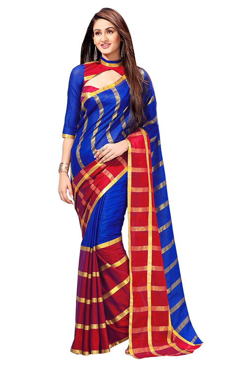 Topdyed Plain Cotton Silk Saree